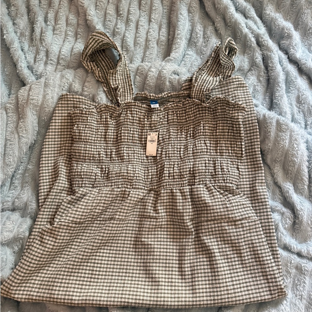 Old Navy Black and Green Checkered Maxi Dress